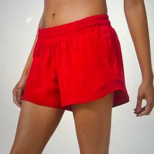 Dark red lululemon Hotty hot shorts